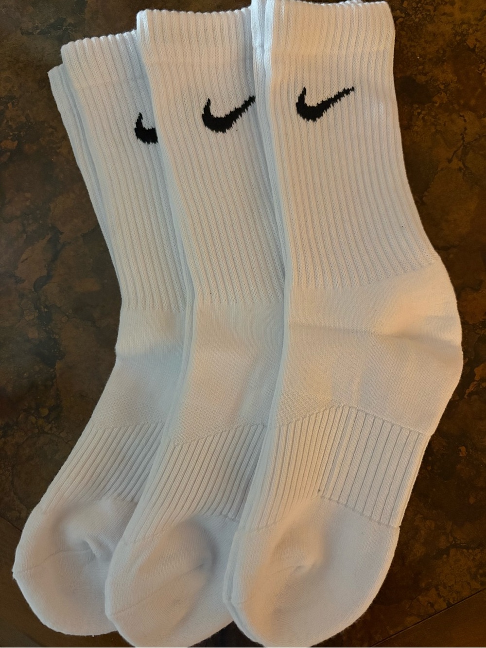 NWOT Nike White Crew Athletic Socks with Black Swoosh - 3 Pair